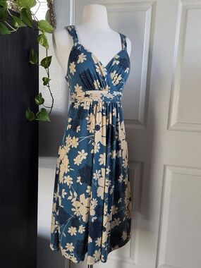 Faded Glory blue floral midi summer dress size small